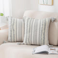 Grey and Cream White Throw Pillow Covers 20X20 Set of 2