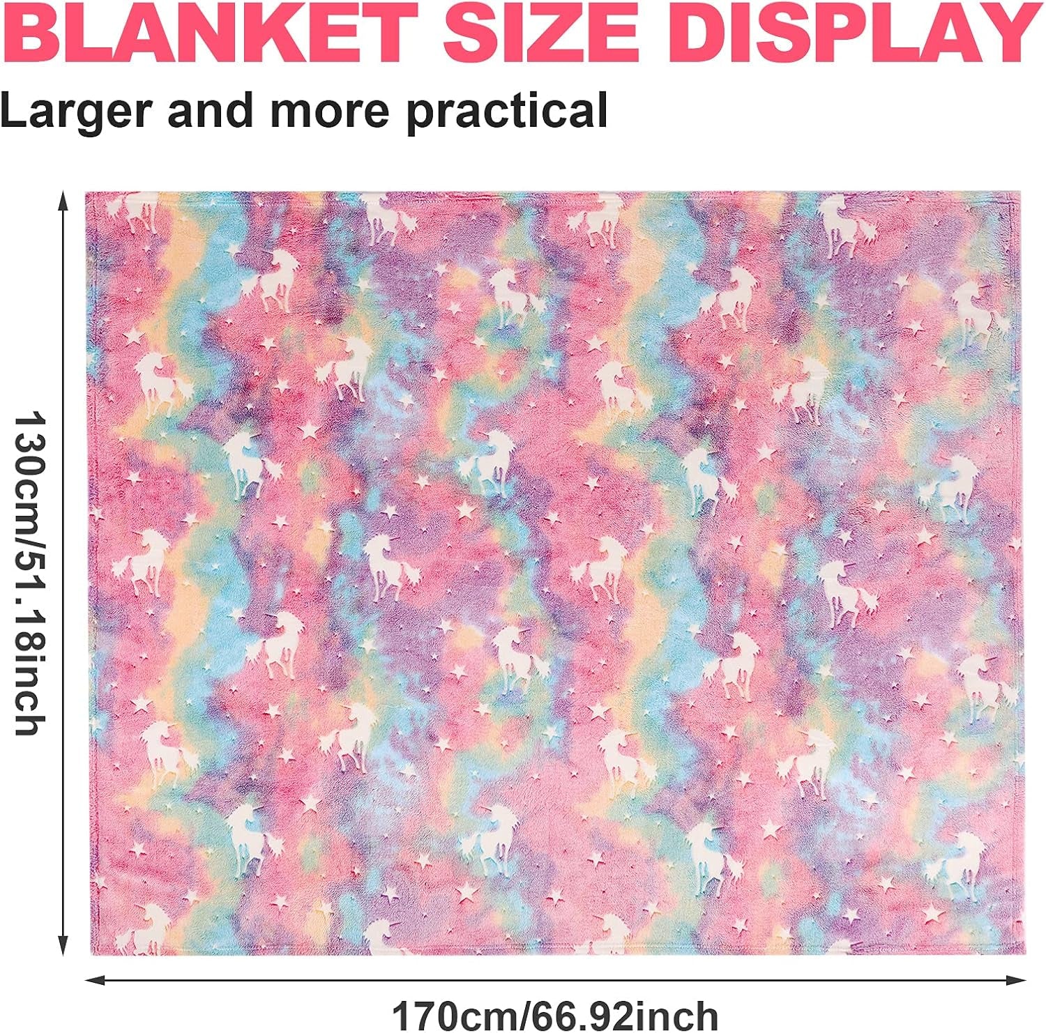 Glow in the Dark Blanket Unicorns Gifts for Girls, Toys for Girls Age 2 3 4 5 6 7 8 9 10 Year Old, Soft Kids Blankets Gifts for Grandkids Teens for Easter Birthday Christmas, 50"X60"