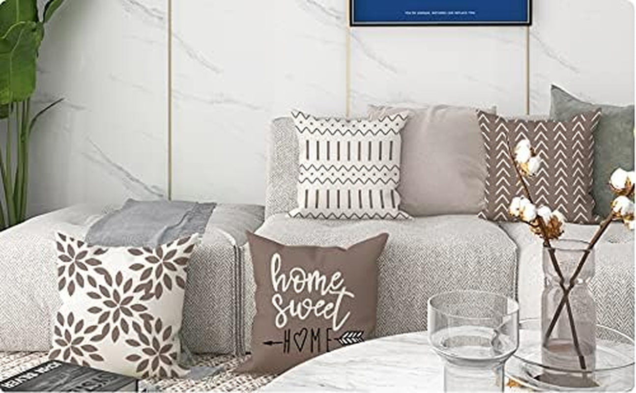 Pillow Covers 16X16 Set of 4, Modern Sofa Throw Pillow Cover, Decorative Outdoor Linen Fabric Pillow Case for Couch Bed Car, Khaki