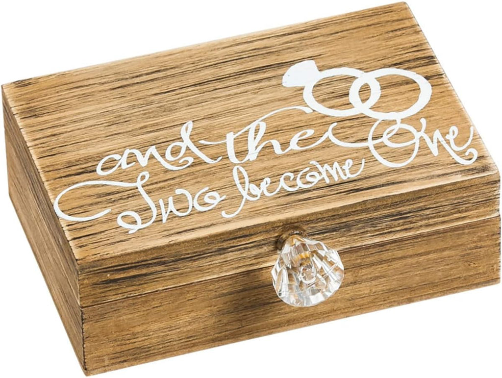 Wedding Decor “And Then Two Become One” Mr. and Mrs. Wooden Ring Holder Decorative Box - 5”W X 6”D X 2”H Elegant Wedding Proposal Rustic Gift Box