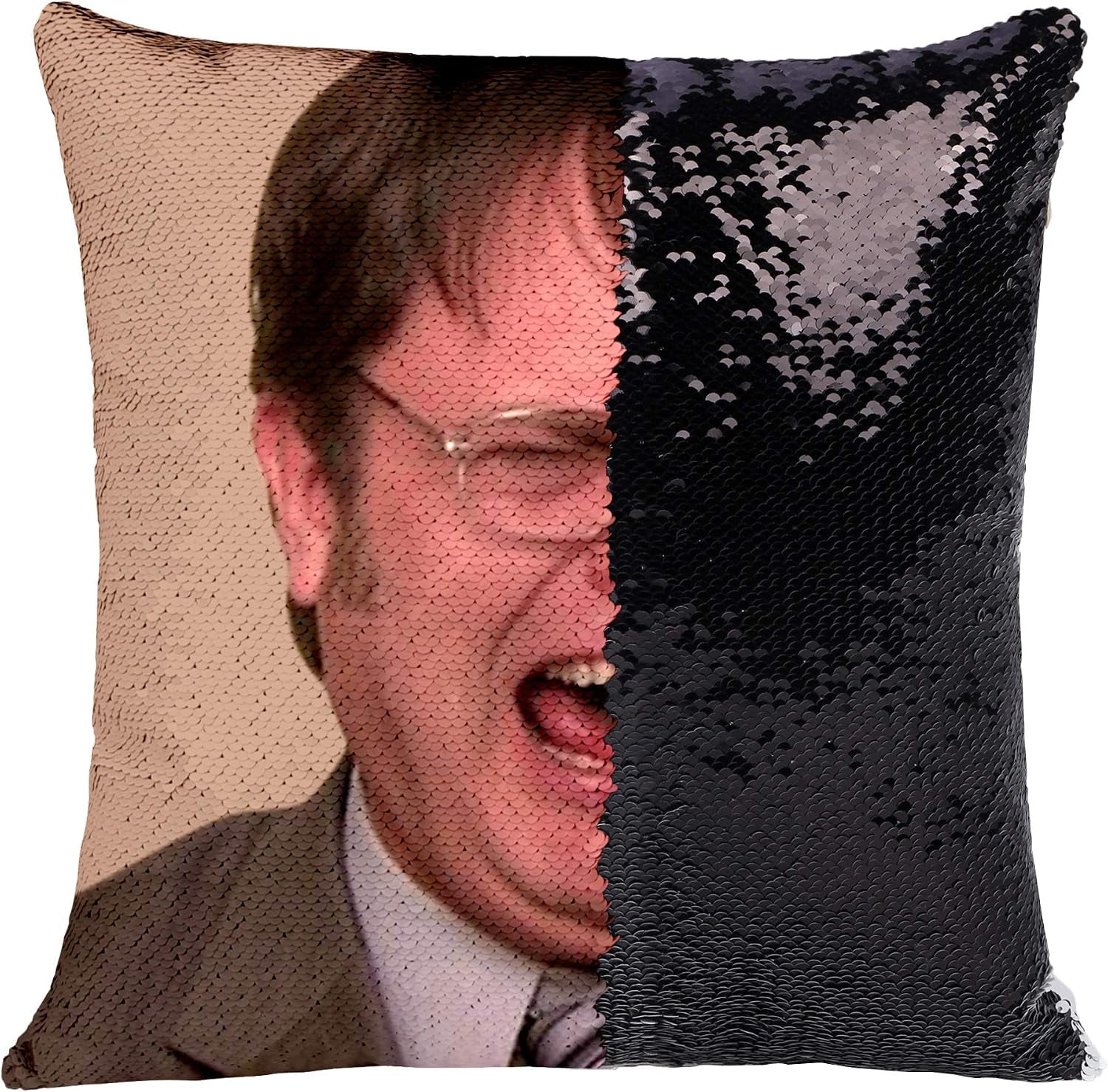 Mermaid the Office Merchandise Sequin Pillow Covers Dwight Schrute Magic Reversible Sequin Cushion Cover Decorative Pillowcase That Change Color (L the Office-Black Sequins)