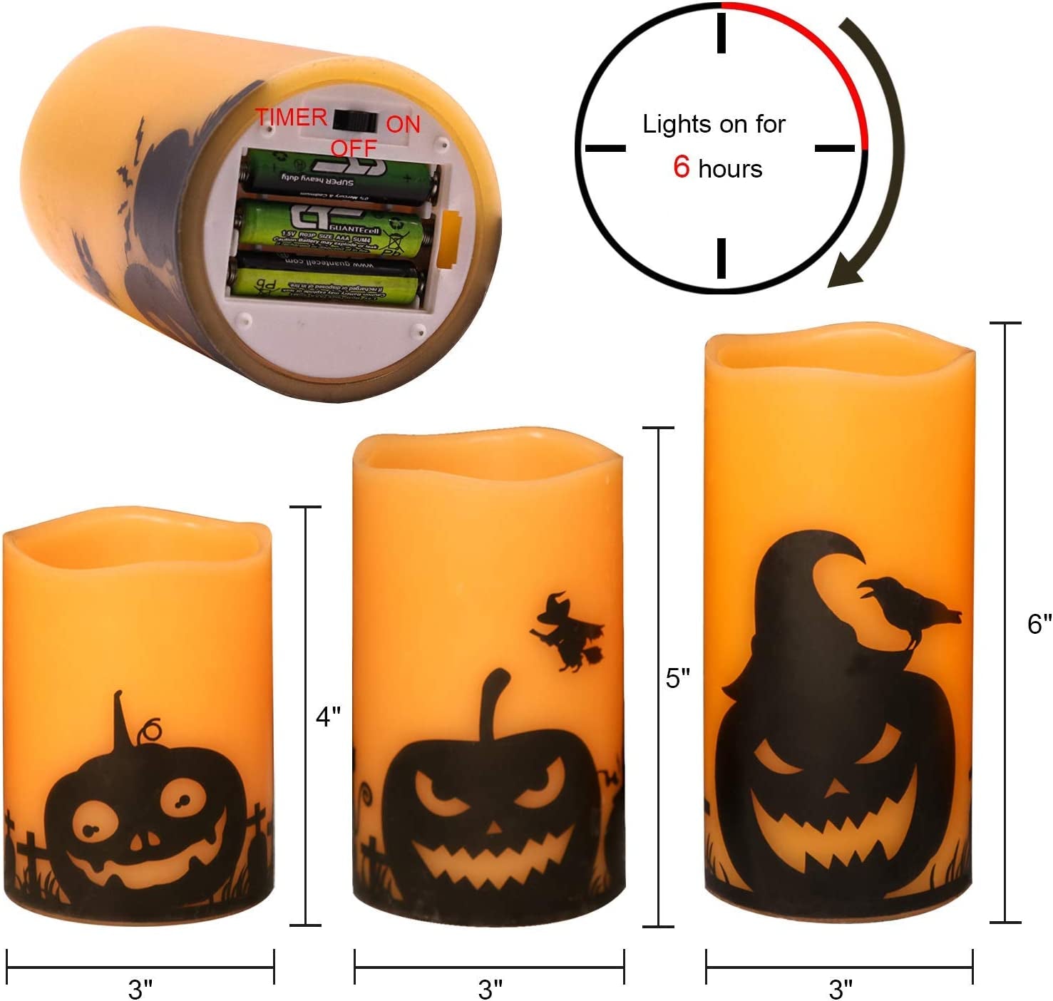 Pumpkin Halloween Flameless Candles Battery Operated with Timer
