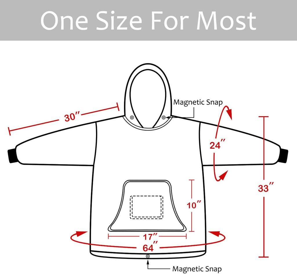 Wearable Blanket Hoodie for Kids - Warm Soft Gift, Oversized Cozy Sherpa Fleece Sweatshirt Pullover for Teens, Girls, Boys, Large Pocket, Red