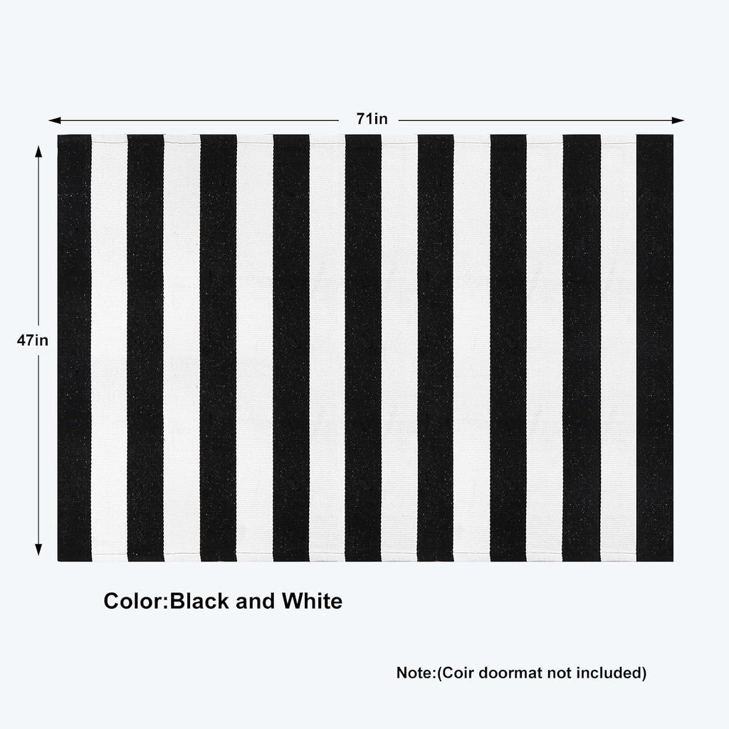 KIMODE Black and White Buffalo Plaid Outdoor Rug Fall Patio Floor Carpet