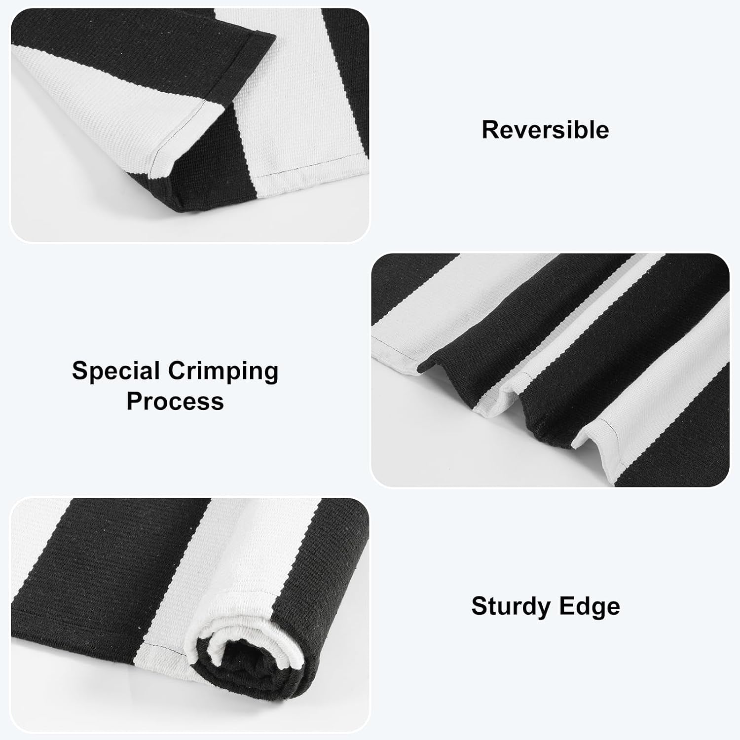 KIMODE Black and White Buffalo Plaid Outdoor Rug Fall Patio Floor Carpet