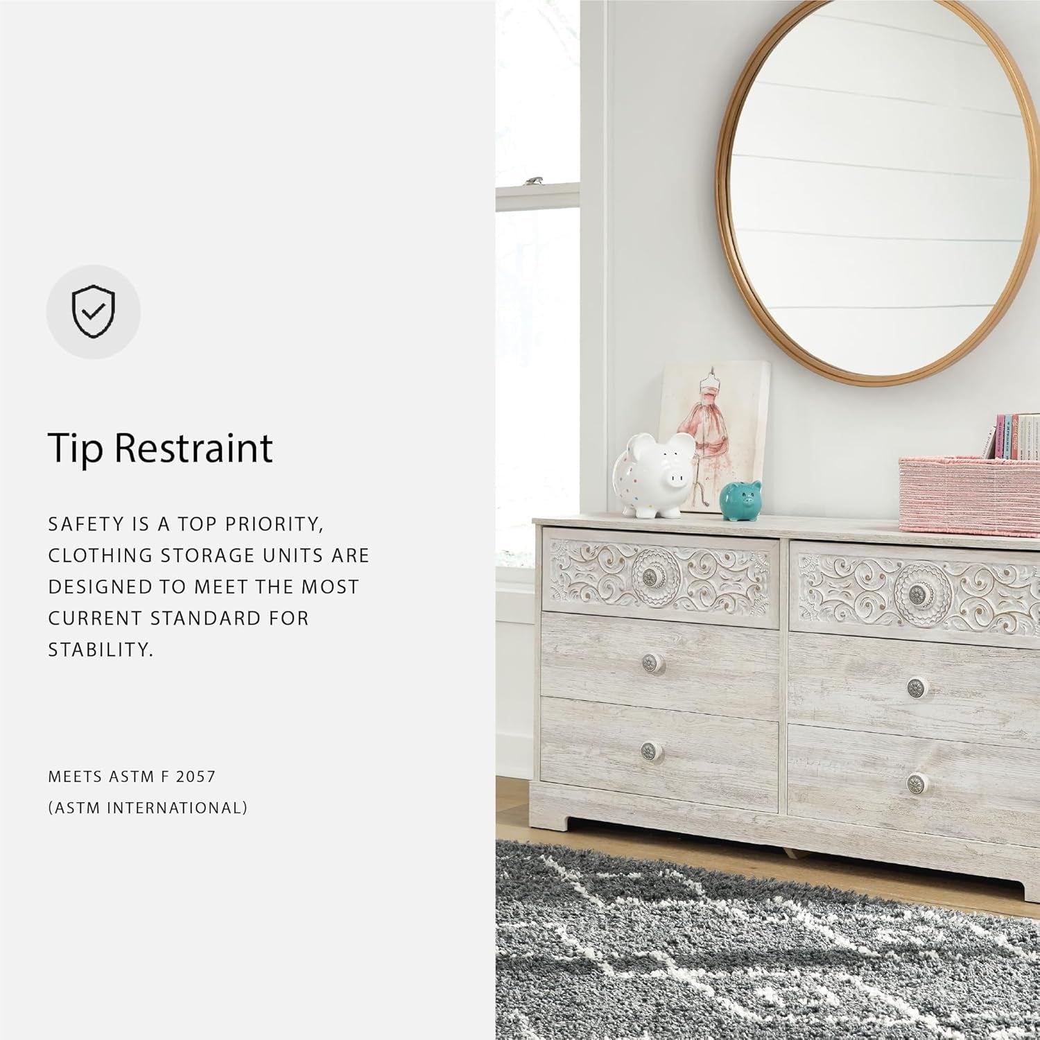 Signature Design by Ashley Paxberry Boho Dresser, Whitewash