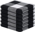 Cotton Waffle Weave Dish Cloths, 12"X 12", 6 Pack, Black & White