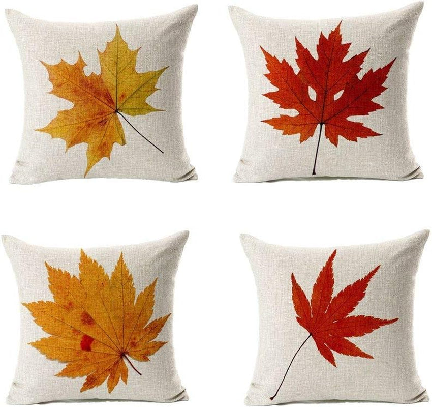 Fall Outdoor Throw Pillow Covers 18X18 Set of 4, Thanksgiving