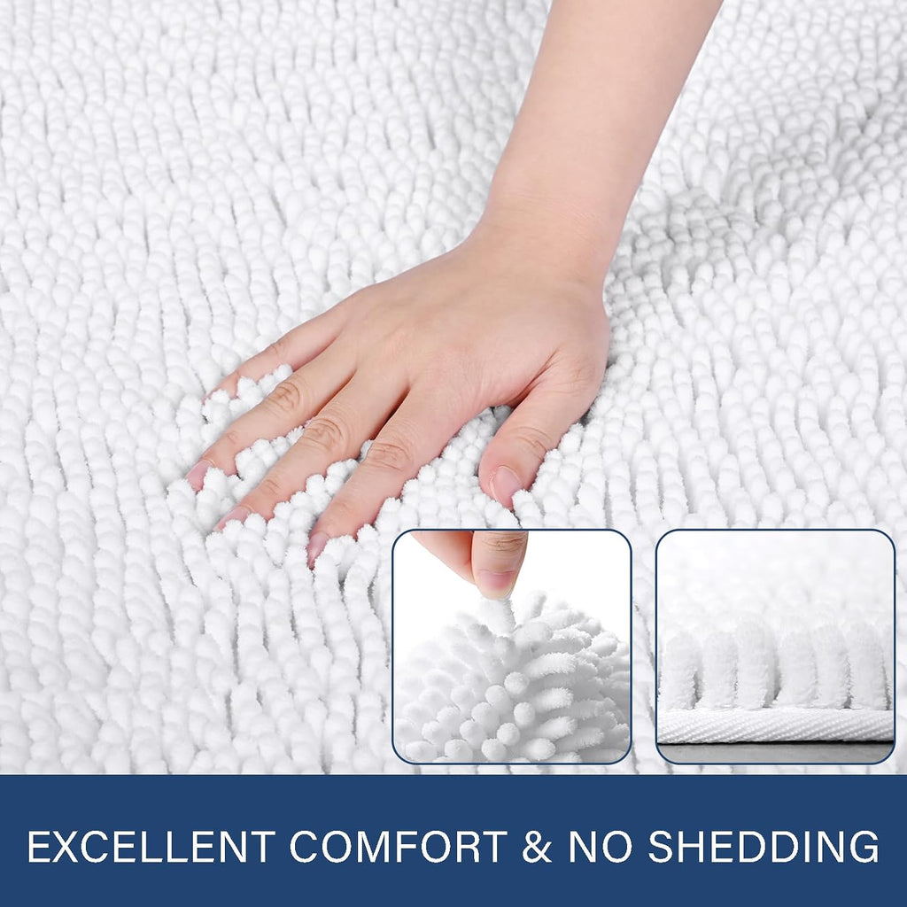 Luxury Bathroom Rug Shaggy Bath Mat 24 X 60 Inch, White