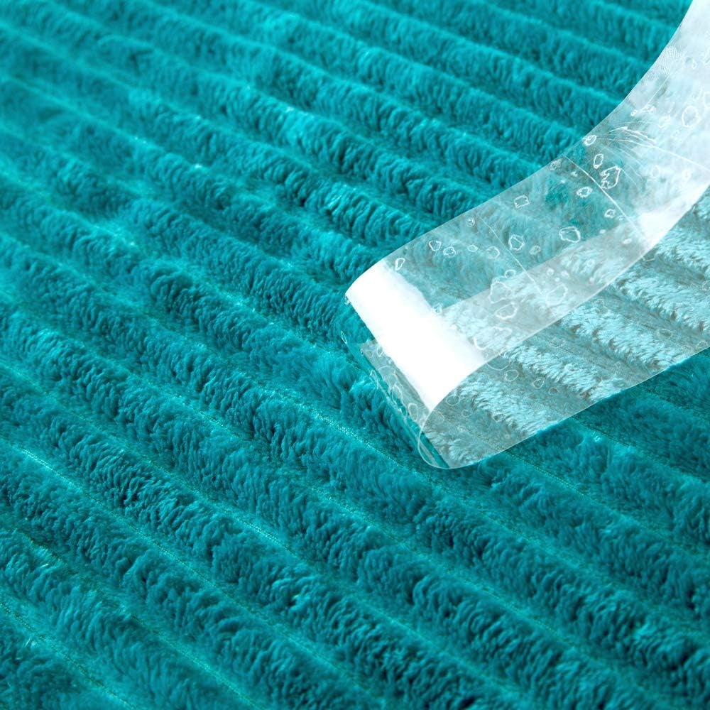 Fleece Throw Blanket for Couch 300GSM Super Soft Lightweight Plush Striped Blanket, Teal Blue Warm Cozy Breathable Ribbed Blanket for Bed/Sofa, Throw Size 50"X60", Turquoise