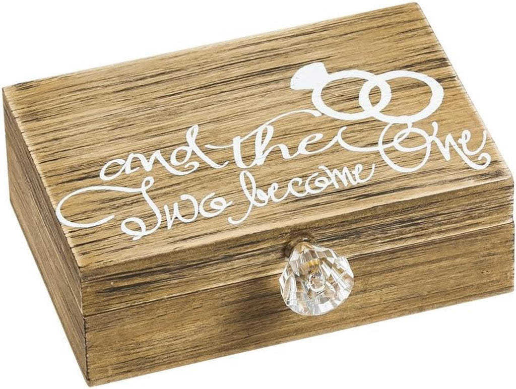 Wedding Decor “And Then Two Become One” Mr. and Mrs. Wooden Ring Holder Decorative Box - 5”W X 6”D X 2”H Elegant Wedding Proposal Rustic Gift Box