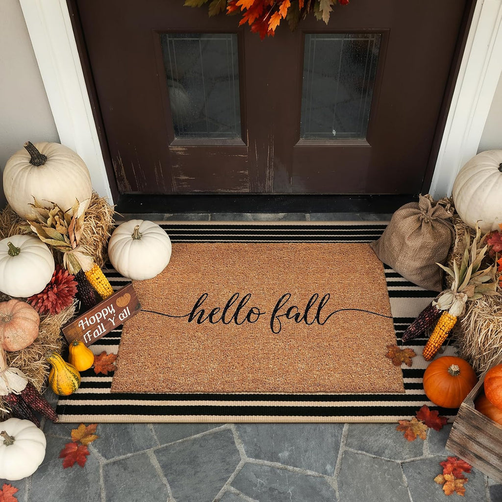 Front Door Mats Outdoor Fall Front Porch Rug Layered Welcome Mats