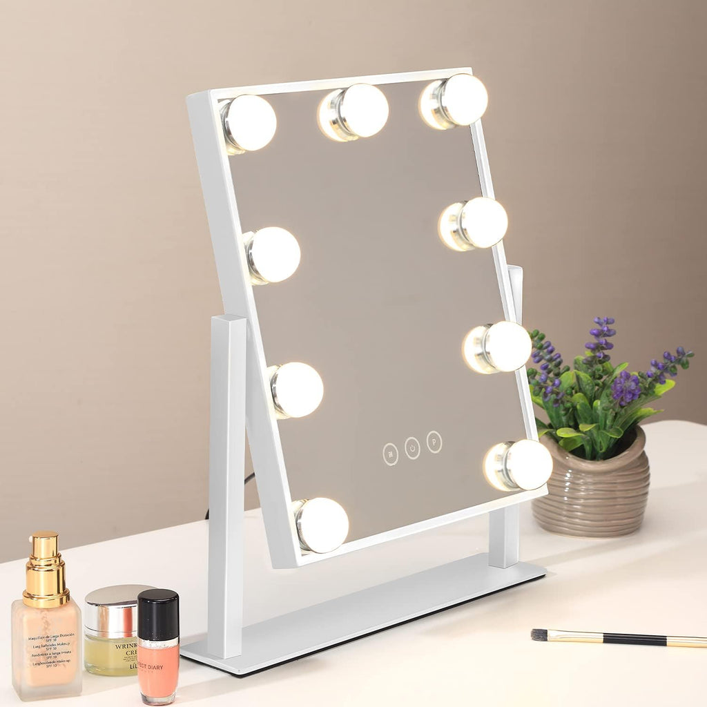 Vanity Mirror with Lights, Makeup Mirror with Lights,3 Color Lighting Modes Detachable 10X Magnification Mirror Touch Control,360°Rotation, White.