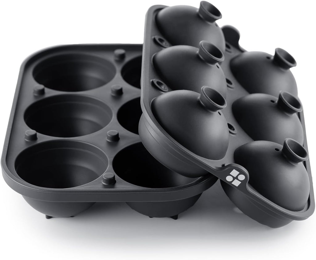 Ice Cube Molds, Large Silicone Sphere & Square Combo with Fill Funnel