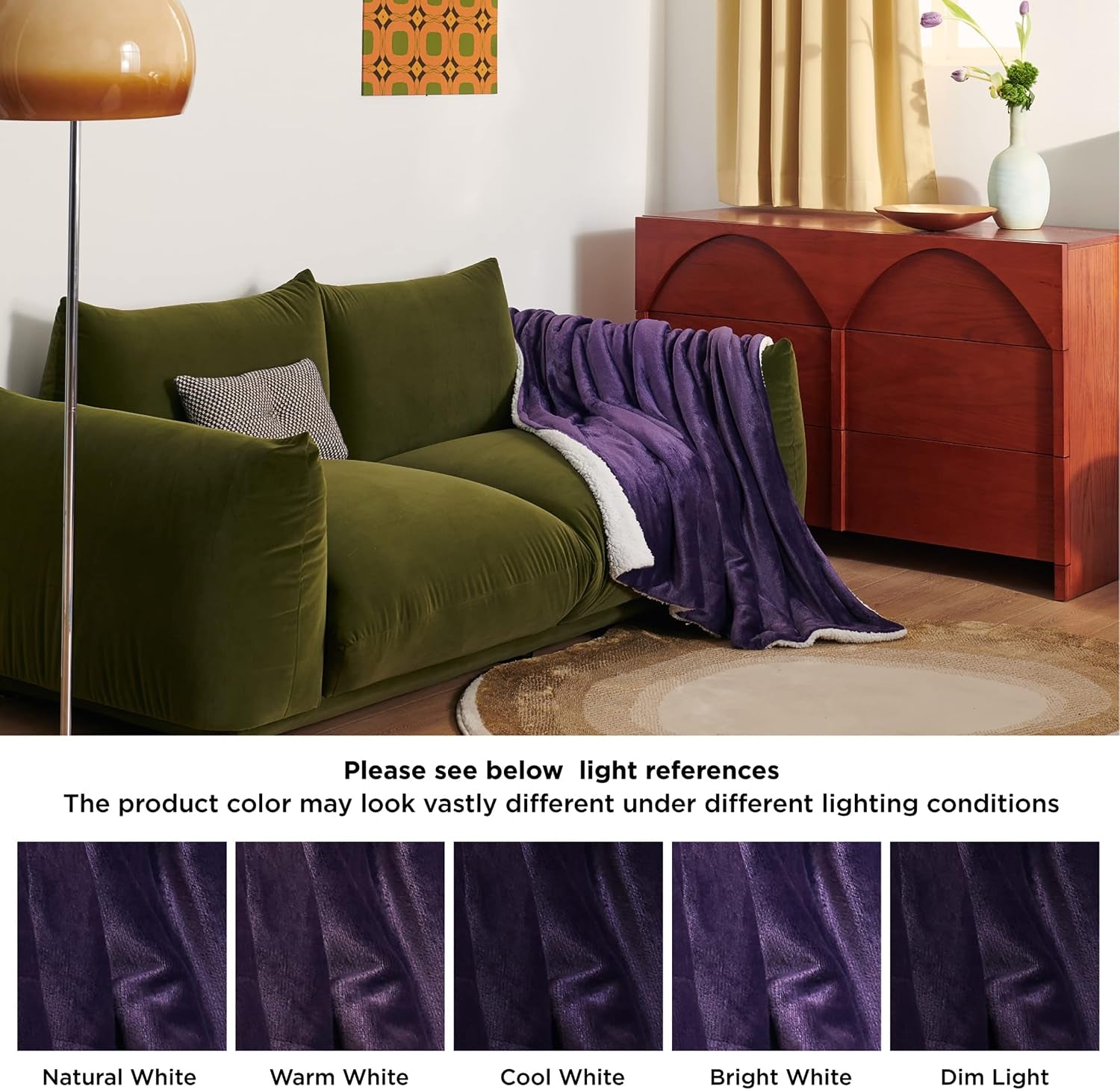 Gentlesoft Sherpa Fleece Twin Size Blanket for Couch, Non-Heated, Thick and Warm Throw Gifts for Women and Girls, Soft Fuzzy Plush Twin Blanket for Winter, Purple, 60X80 Inches
