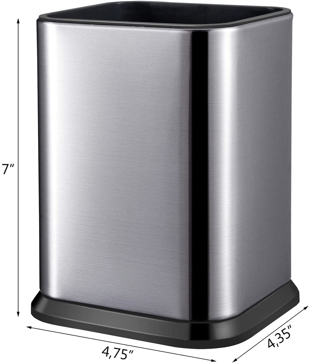Stainless Steel Kitchen Utensil Holder for Countertop, Spoon Spatula Organizer,Modern Rectangular Large Cooking Utensil Caddy Counter,Utensil Crock Silver