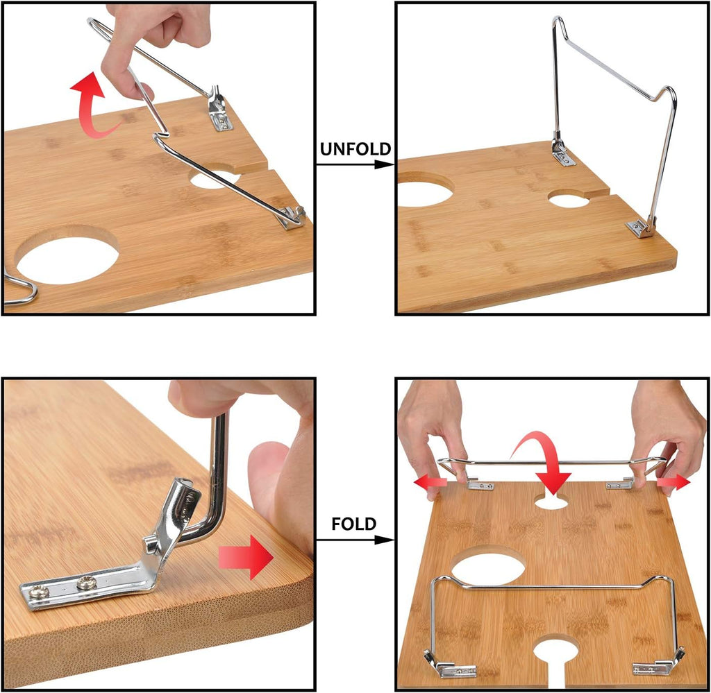 Wooden Portable Picnic Table with Wine Holder