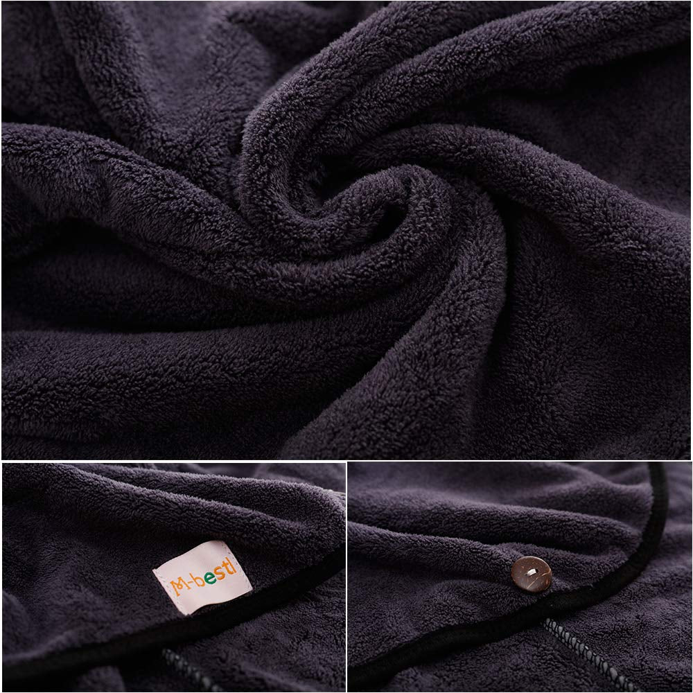 2 Pack Hair Drying Towels, Hair Towel Wrap,Absorbent Microfiber Hair Towel Turban with Button Design to Dry Hair More Quicker(Blue&Dark Gray)