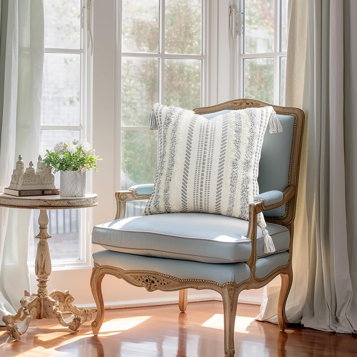 Grey and Cream White Throw Pillow Covers 20X20 Set of 2