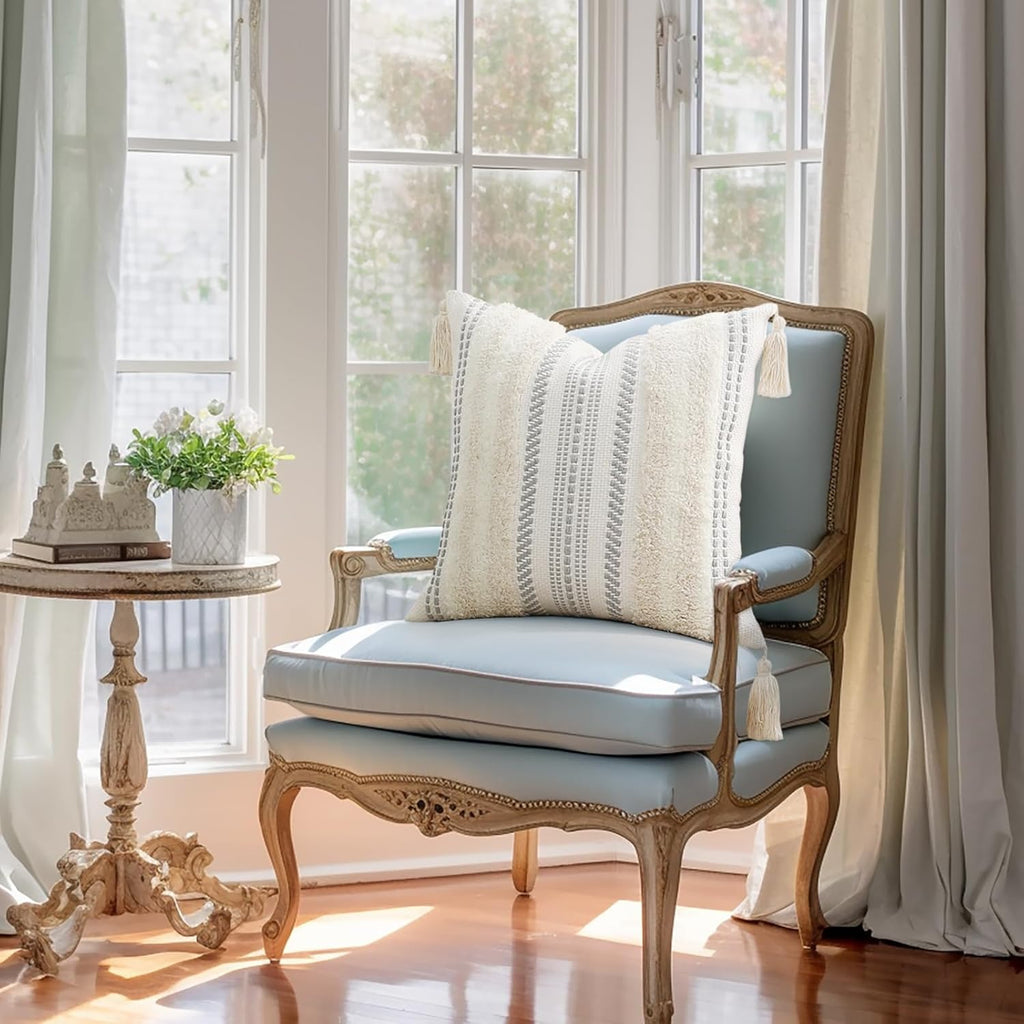 Beige and Cream White Throw Pillow Covers 20X20 Set of 2