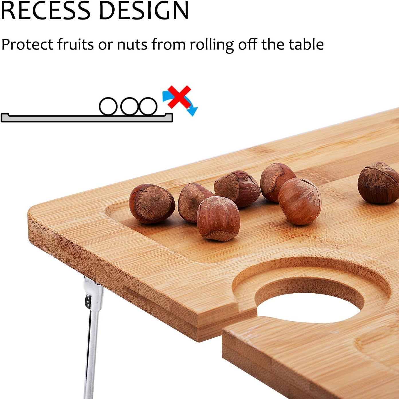 Wooden Portable Picnic Table with Wine Holder