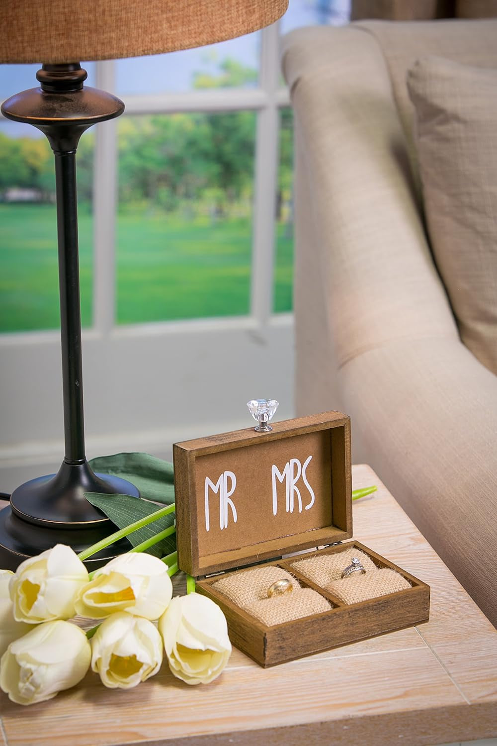Wedding Decor “And Then Two Become One” Mr. and Mrs. Wooden Ring Holder Decorative Box - 5”W X 6”D X 2”H Elegant Wedding Proposal Rustic Gift Box