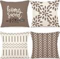 Pillow Covers 16X16 Set of 4, Modern Sofa Throw Pillow Cover, Decorative Outdoor Linen Fabric Pillow Case for Couch Bed Car, Khaki