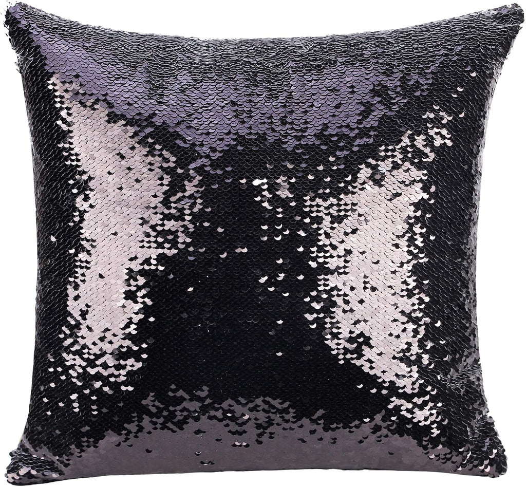 Mermaid the Office Merchandise Sequin Pillow Covers Dwight Schrute Magic Reversible Sequin Cushion Cover Decorative Pillowcase That Change Color (L the Office-Black Sequins)