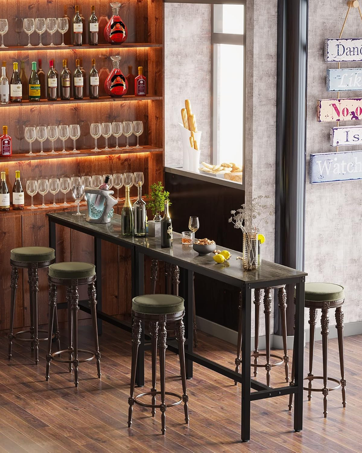 Bar Table, Bar Height Pub Table, High Top Cocktail Table for Kitchen Dining