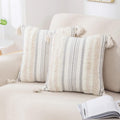 Beige and Cream White Throw Pillow Covers 20X20 Set of 2