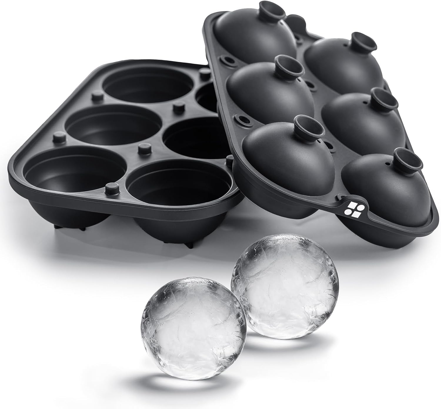 Ice Cube Molds, Large Silicone Sphere & Square Combo with Fill Funnel