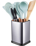 Stainless Steel Kitchen Utensil Holder for Countertop, Spoon Spatula Organizer,Modern Rectangular Large Cooking Utensil Caddy Counter,Utensil Crock Silver