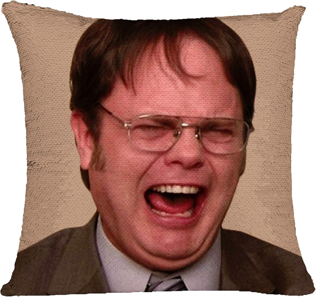 Mermaid the Office Merchandise Sequin Pillow Covers Dwight Schrute Magic Reversible Sequin Cushion Cover Decorative Pillowcase That Change Color (L the Office-Black Sequins)