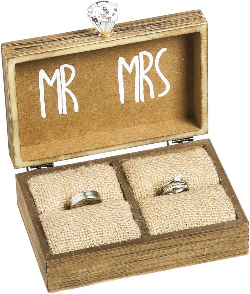 Wedding Decor “And Then Two Become One” Mr. and Mrs. Wooden Ring Holder Decorative Box - 5”W X 6”D X 2”H Elegant Wedding Proposal Rustic Gift Box