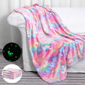 Glow in the Dark Blanket Unicorns Gifts for Girls, Toys for Girls Age 2 3 4 5 6 7 8 9 10 Year Old, Soft Kids Blankets Gifts for Grandkids Teens for Easter Birthday Christmas, 50"X60"