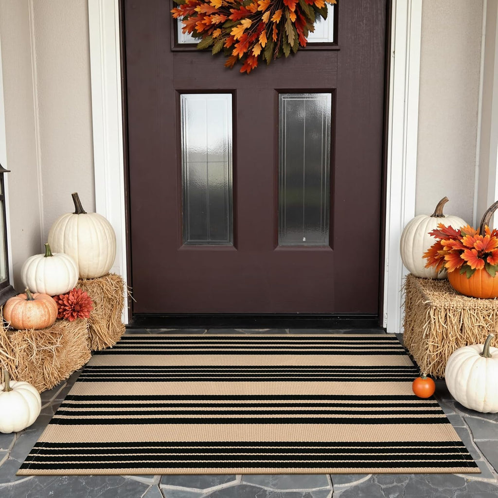 Front Door Mats Outdoor Fall Front Porch Rug Layered Welcome Mats