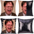 Mermaid the Office Merchandise Sequin Pillow Covers Dwight Schrute Magic Reversible Sequin Cushion Cover Decorative Pillowcase That Change Color (L the Office-Black Sequins)