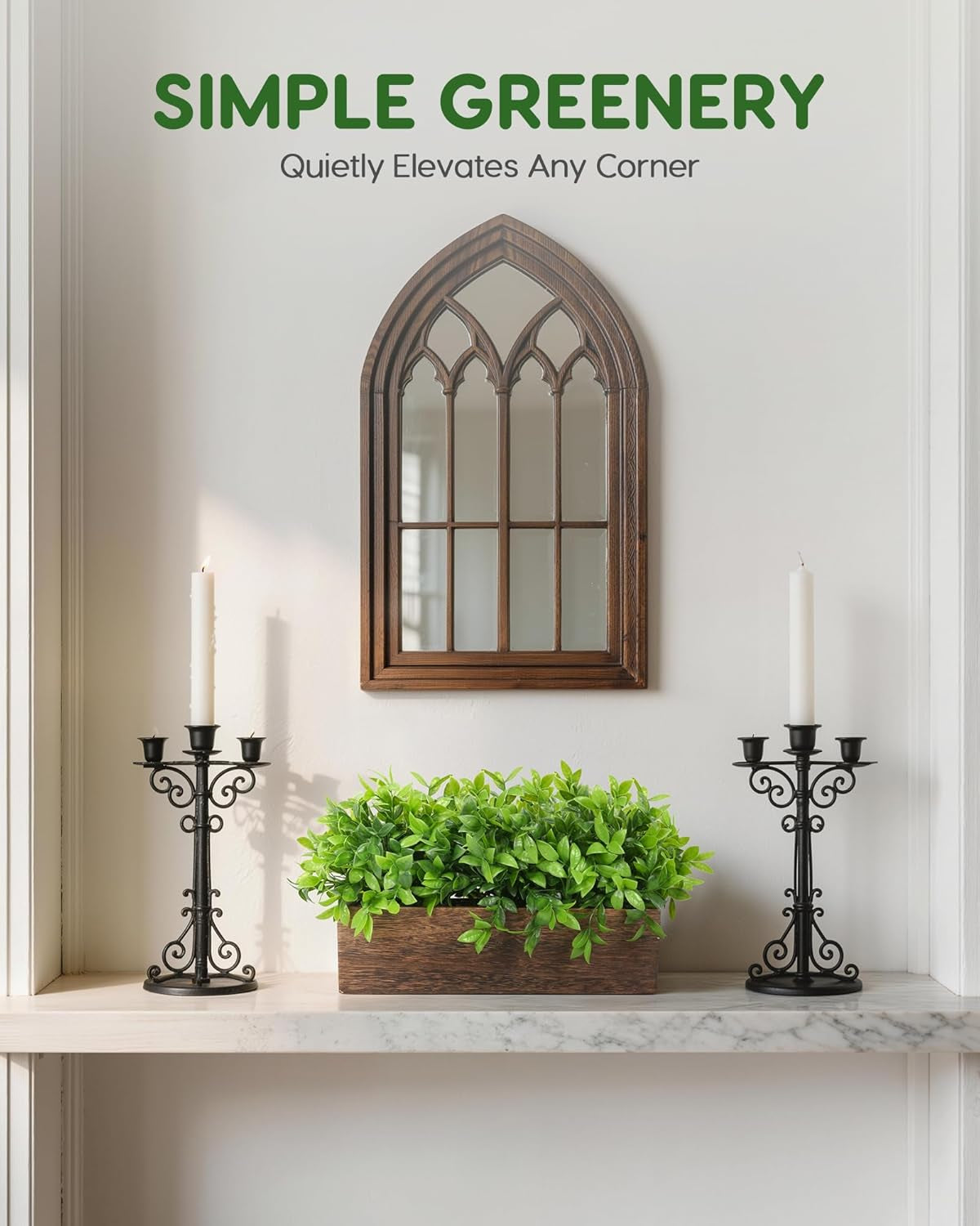 14" Artificial Boxwood Plants Indoor Centerpiece for Dining Room, Fake Plants in Rustic Rectangular Wooden Planter Box, Farmhouse Faux Plants for Mantel/Kitchen/Bathroom/Coffee Table Decor